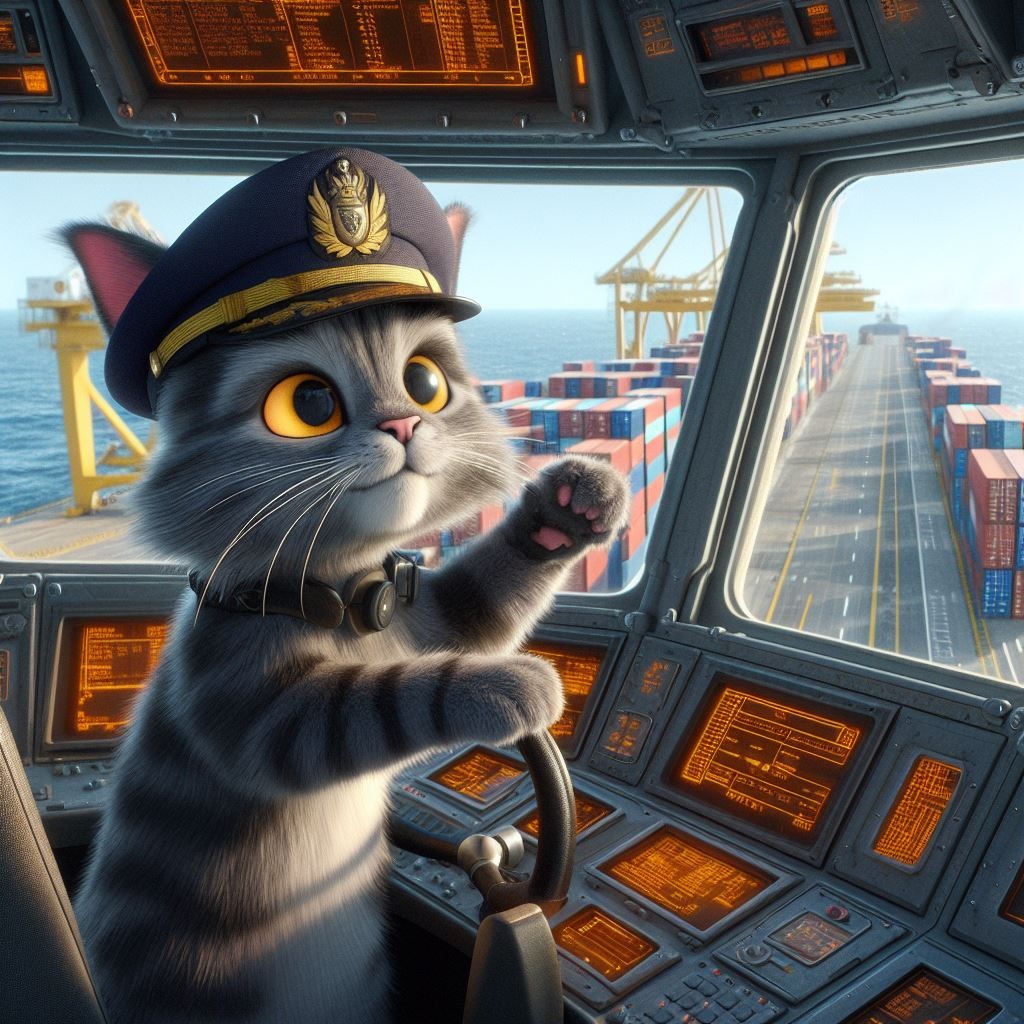 Cat at helm of ship